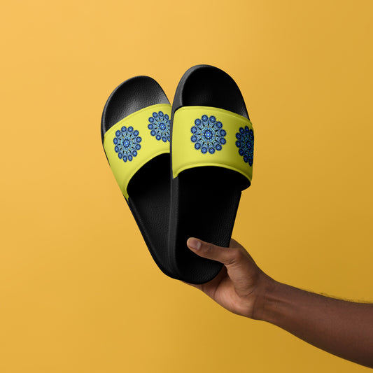 Men's Slides - Blue on Yellow Mandala