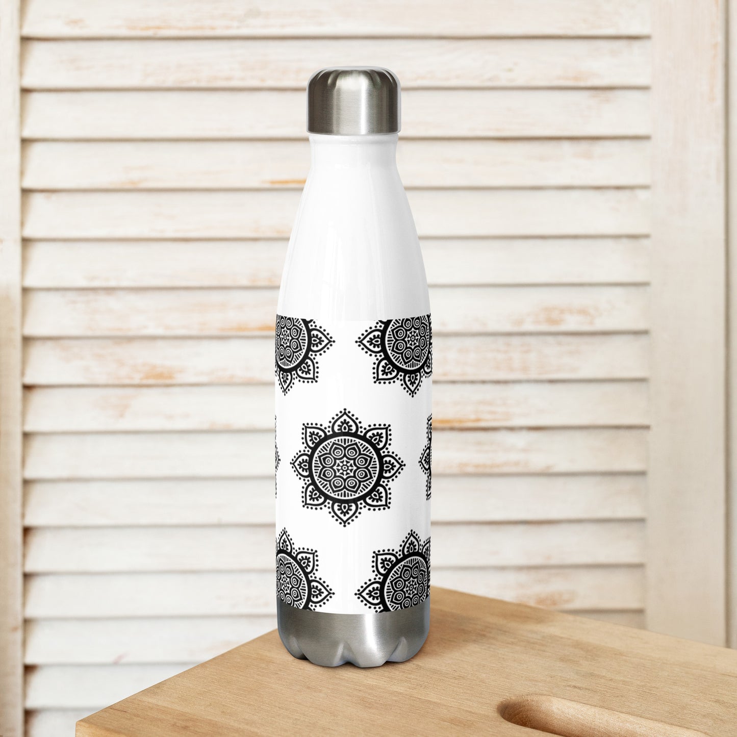 Mandala Collection Water Bottles - Black Mandala Stainless Steel Water Bottle