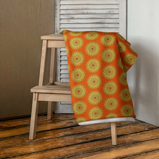 Towel - Yellow on Orange Mandala