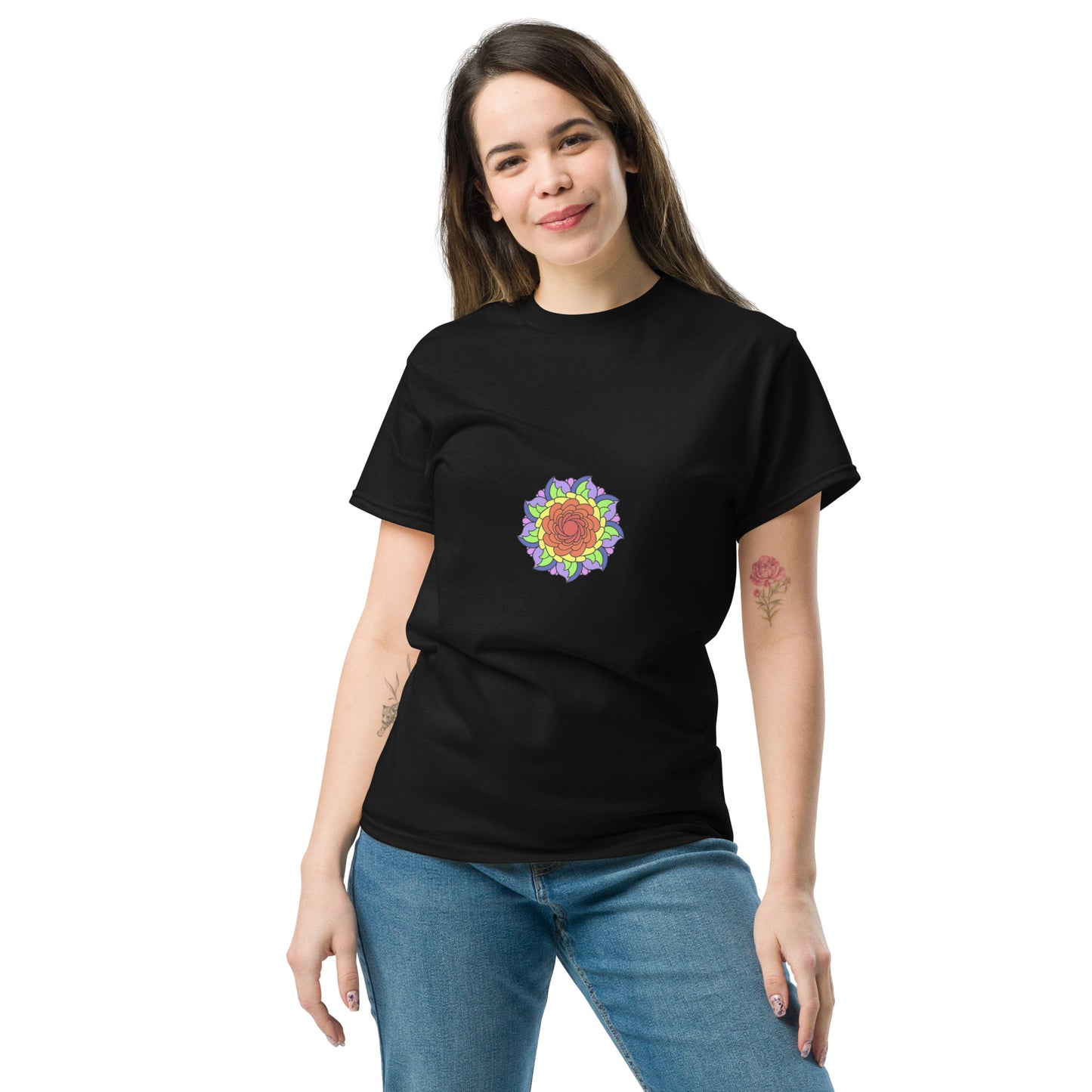 Mandala Collection Tshirts - Rainbow Flower Mandala Unisex Classic Tee