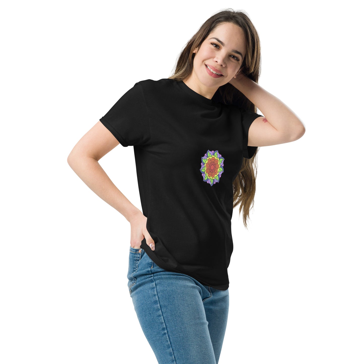 Mandala Collection Tshirts - Rainbow Flower Mandala Unisex Classic Tee