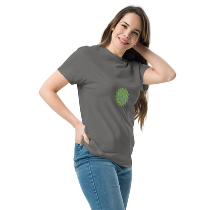 Mandala Collection Tshirts - Charcoal Unisex Classic Tee With Green Mandala