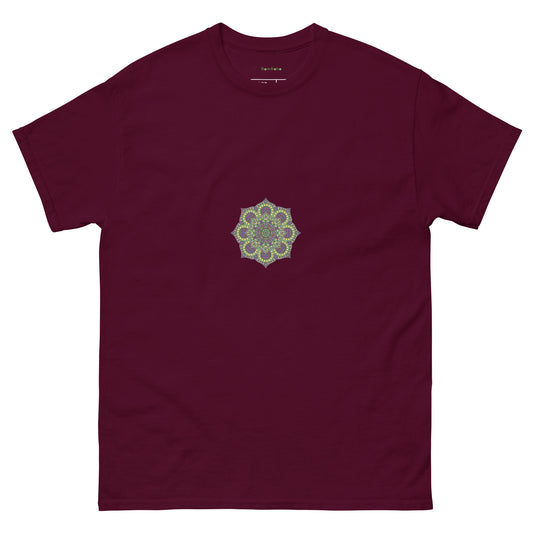 Mandala Collection Tshirts - Maroon Unisex Classic Tee With Multi-colored Mandala
