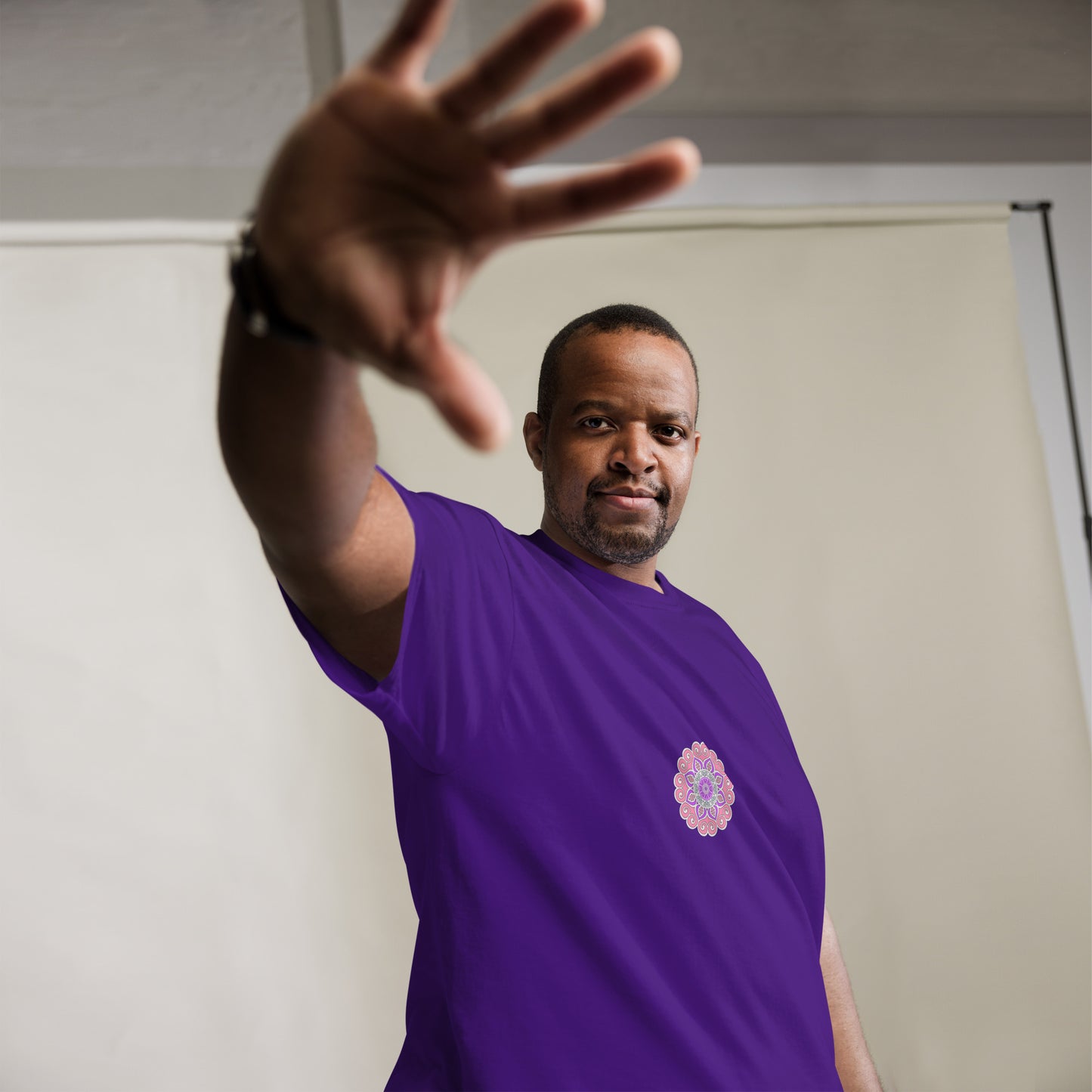 Mandala Collection Tshirts -  Purple Unisex Classic Tee With Pink Mandala