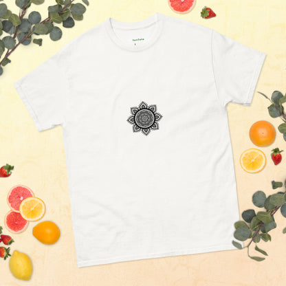 Mandala Collection Tshirts -  White Unisex Classic Tee With Black Mandala