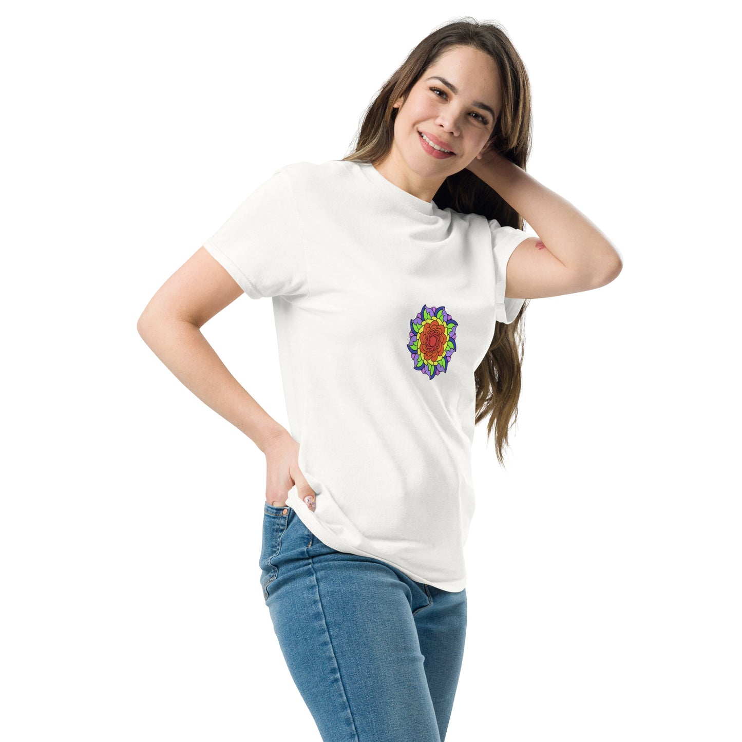 Mandala Collection Tshirts - Rainbow Flower Mandala Unisex Classic Tee