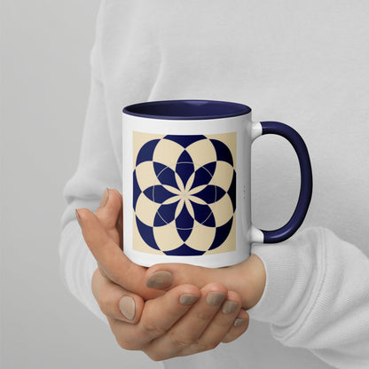 11 oz Glossy Mug - Beige Blue Tile