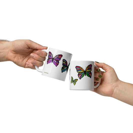 11 oz Glossy Mug - Butterfly Flutter