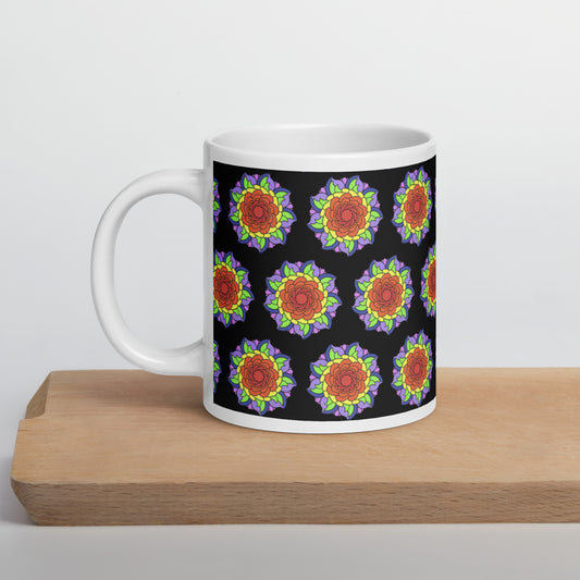 20 oz Glossy Mug - Rainbow Flower