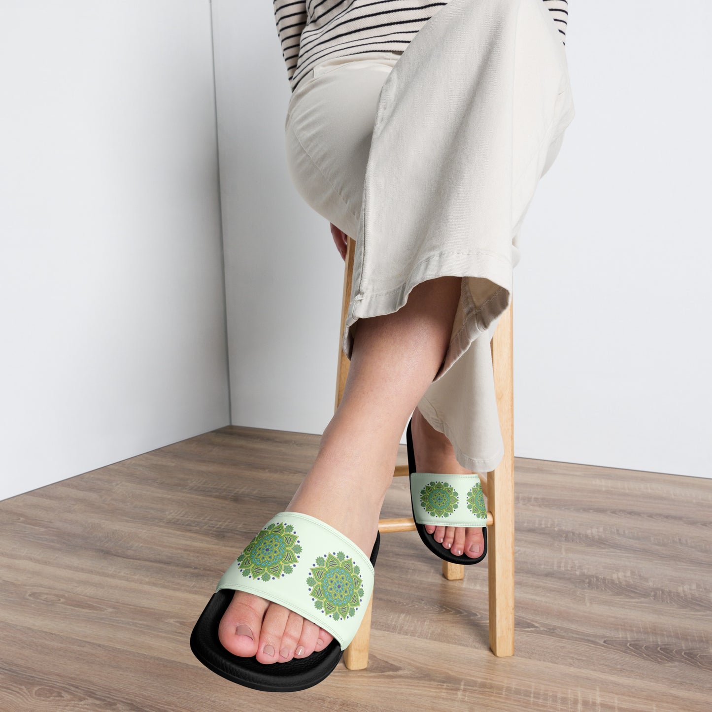 Mandala Collection Women's Slides - Green Mandala Women's Slides