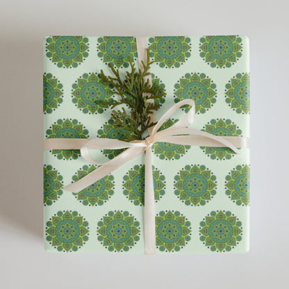 Mandala Collection Wrapping Paper -  Green Mandala Wrapping Paper Sheets