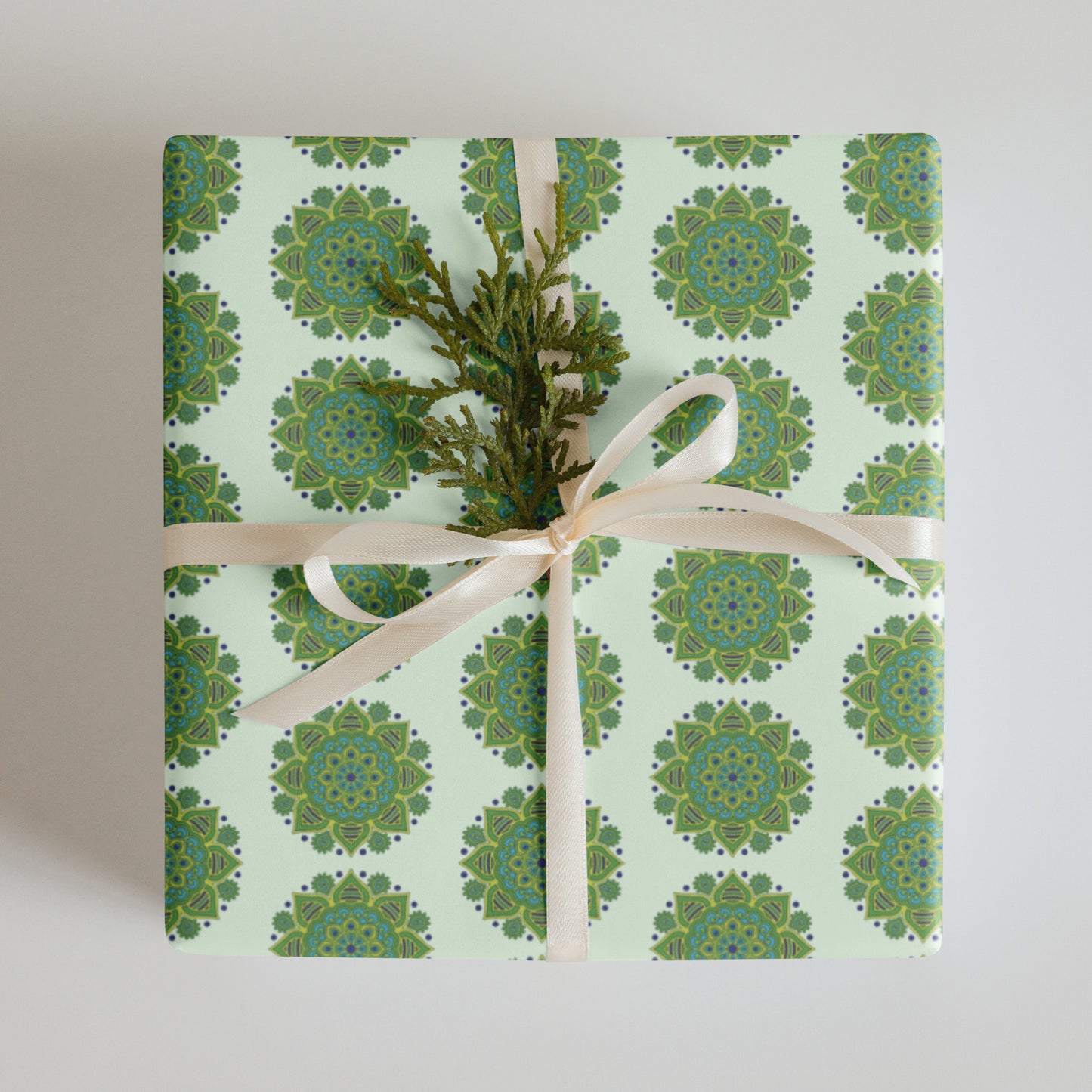 Mandala Collection Wrapping Paper -  Green Mandala Wrapping Paper Sheets