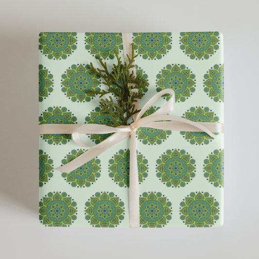 Mandala Collection Wrapping Paper -  Green Mandala Wrapping Paper Sheets