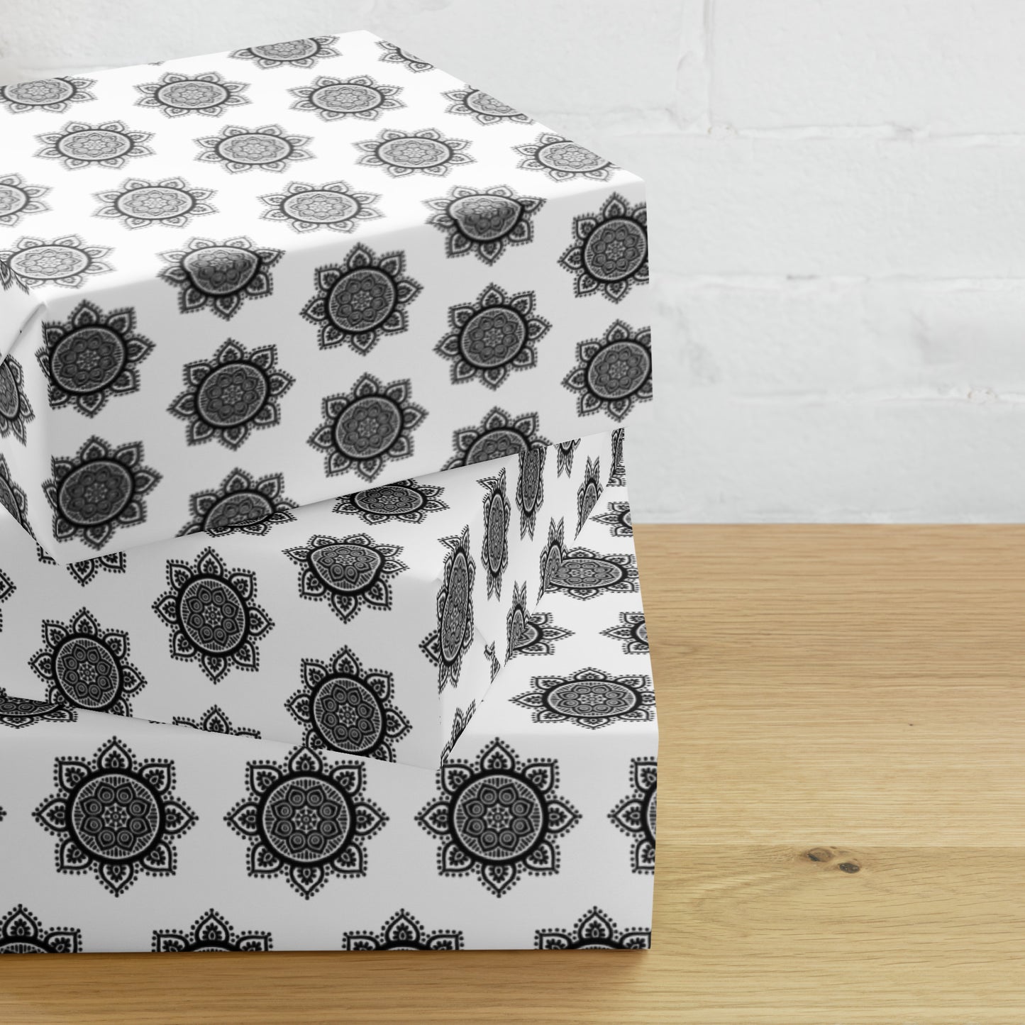 Mandala Collection Wrapping Paper - Black Mandala Wrapping Paper Sheets