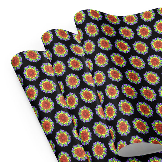 Mandala Collection Wrapping Paper - Rainbow Flower Mandala Wrapping Paper Sheets