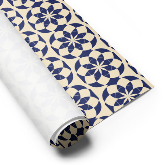 Tile Collection Wrapping Paper - Beige Blue Wrapping Paper Sheets