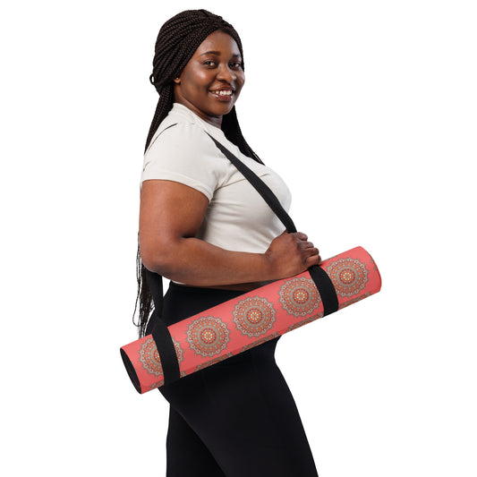 Yoga Mat - Peach Lace