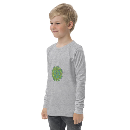 Kids Long Sleeve Tshirt - Green Mandala