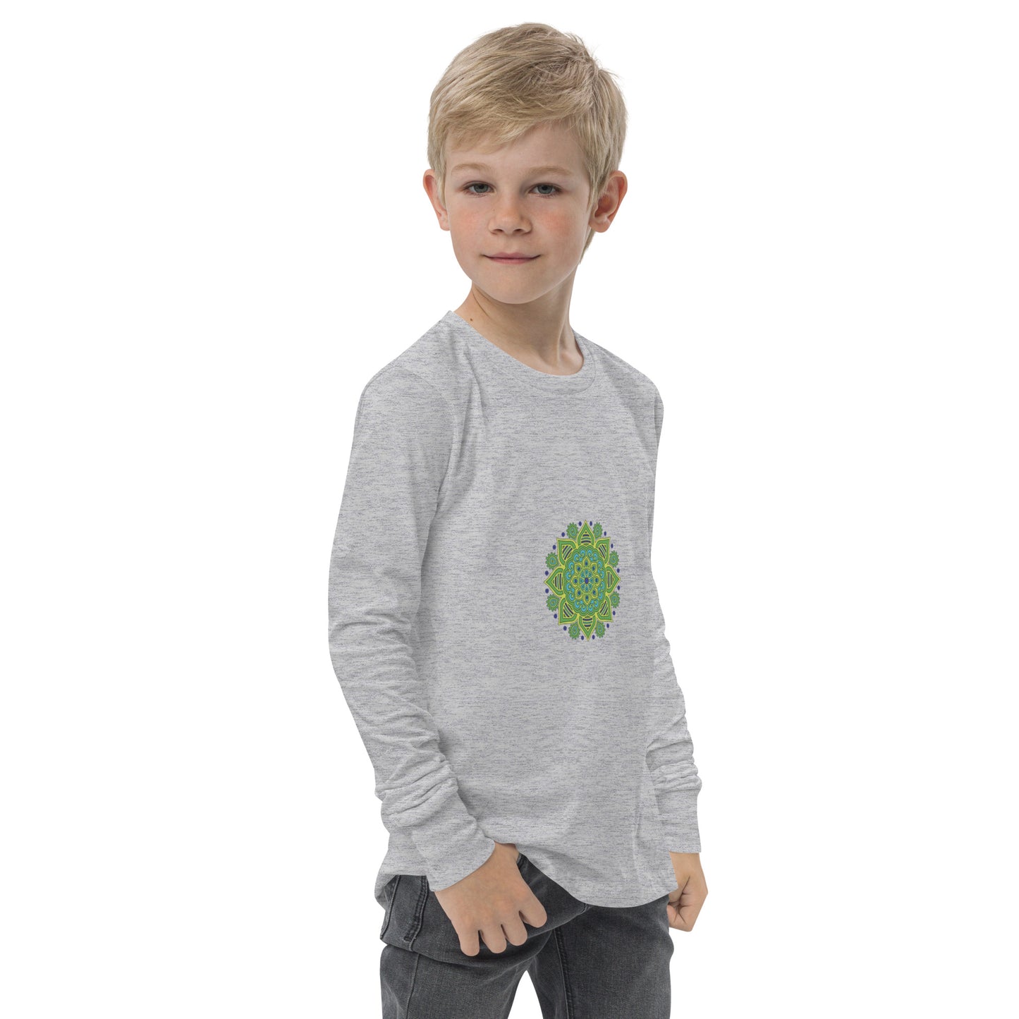 Kids Long Sleeve Tshirt - Green Mandala