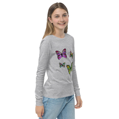 Kids Long Sleeve Tshirt - Butterfly Flutter