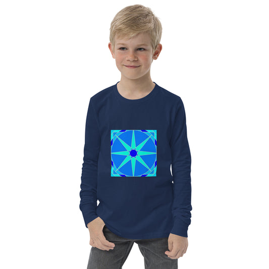 Tile Collection Child Long Sleeve Tshirts - Blue Tile Kids Long Sleeve Tshirt