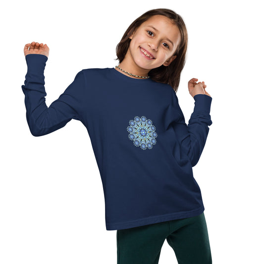 Kids Long Sleeve Tshirt - Blue Mandala