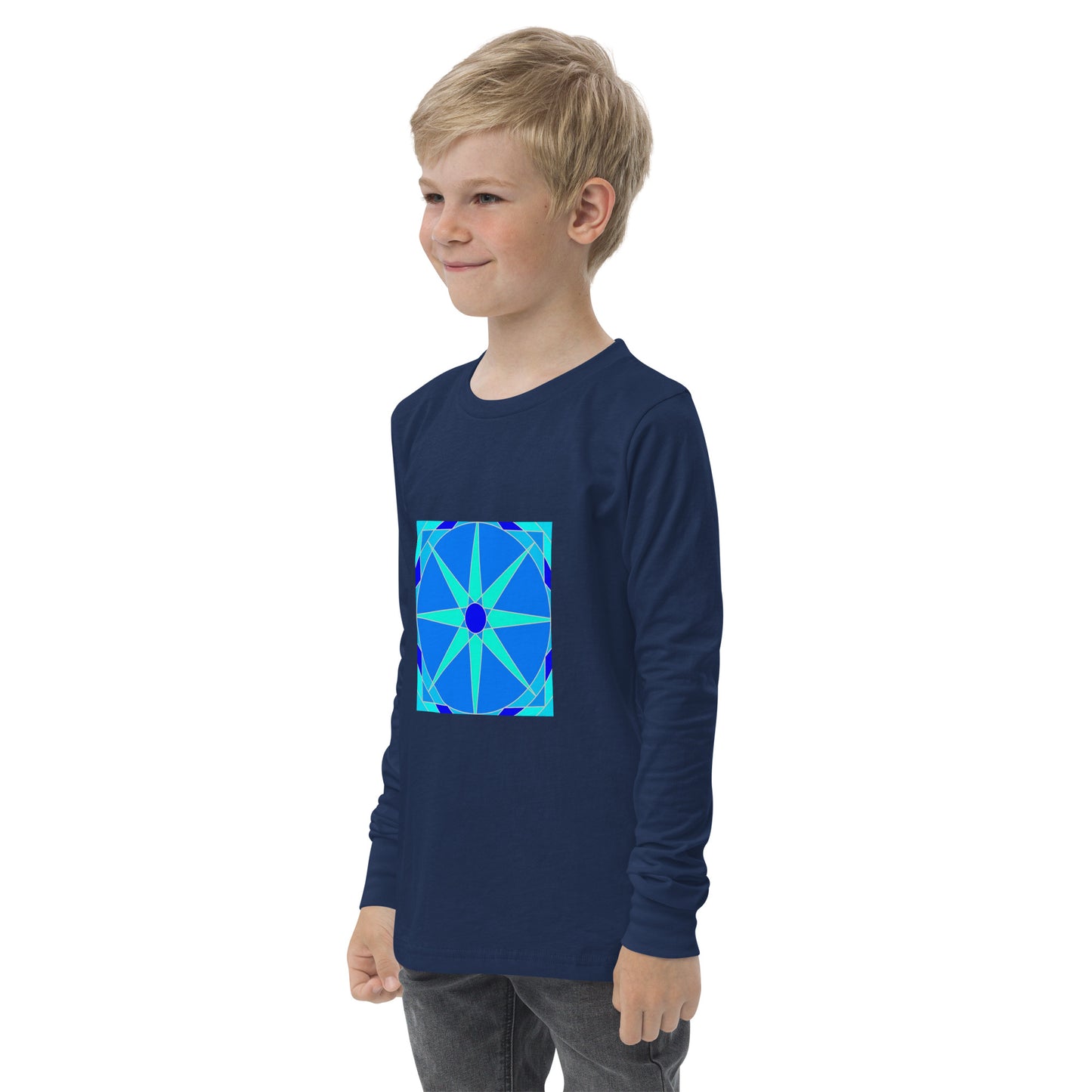 Tile Collection Child Long Sleeve Tshirts - Blue Tile Kids Long Sleeve Tshirt