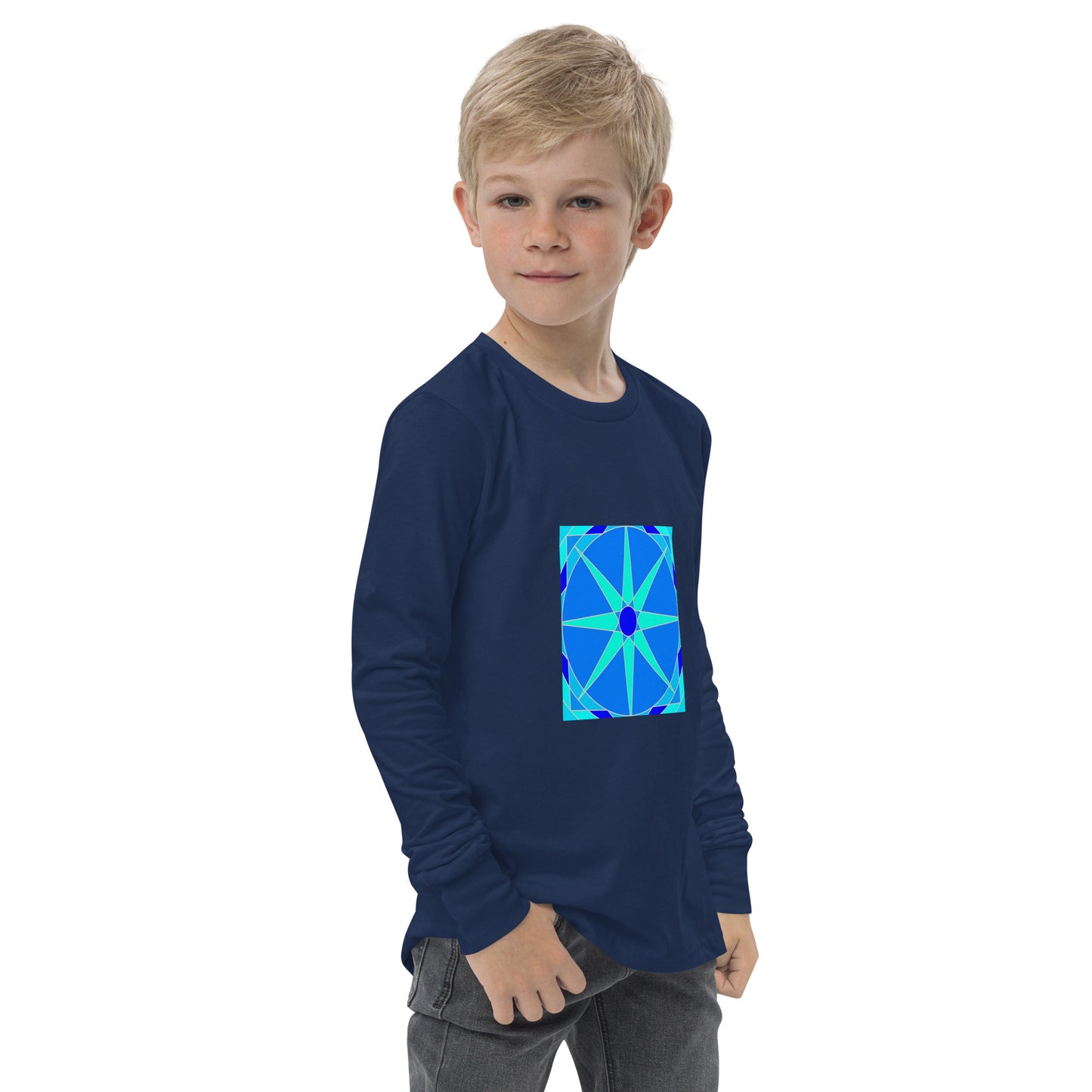 Tile Collection Child Long Sleeve Tshirts - Blue Tile Kids Long Sleeve Tshirt