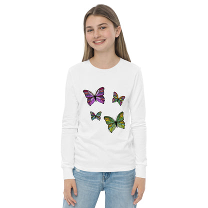 Kids Long Sleeve Tshirt - Butterfly Flutter