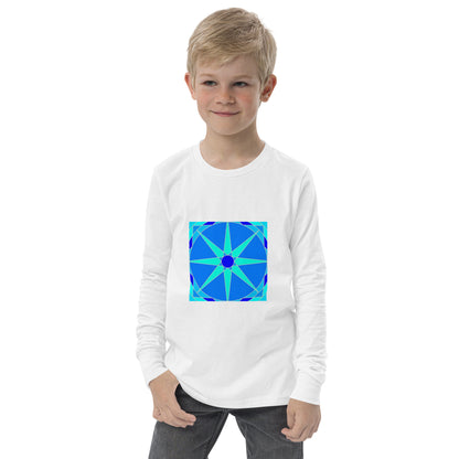 Tile Collection Child Long Sleeve Tshirts - Blue Tile Kids Long Sleeve Tshirt