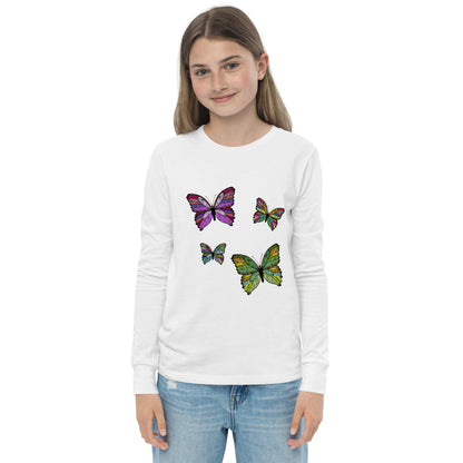 Kids Long Sleeve Tshirt - Butterfly Flutter