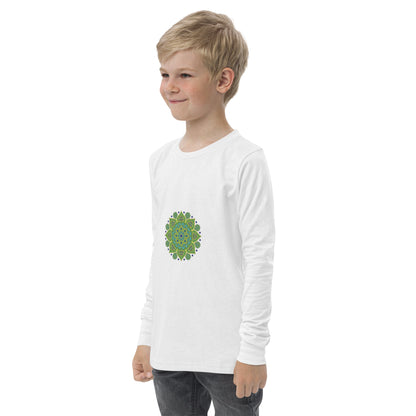 Kids Long Sleeve Tshirt - Green Mandala