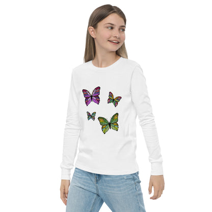 Kids Long Sleeve Tshirt - Butterfly Flutter