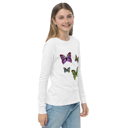 Kids Long Sleeve Tshirt - Butterfly Flutter